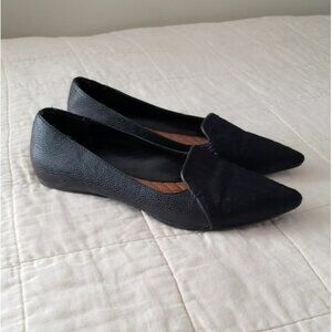 Dolce Vita Calf Hair Flats Pointed Toe Leather Black Size 10 Near New Condition